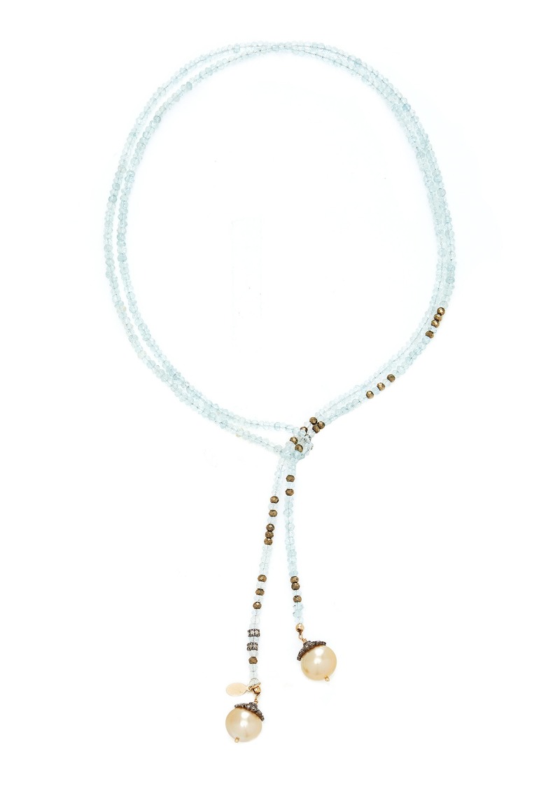 Joie DiGiovanni - 14K Gold; Aquamarine; Pyrite and Pearl Necklace - Multi - OS - Moda Operandi - Gifts For Her