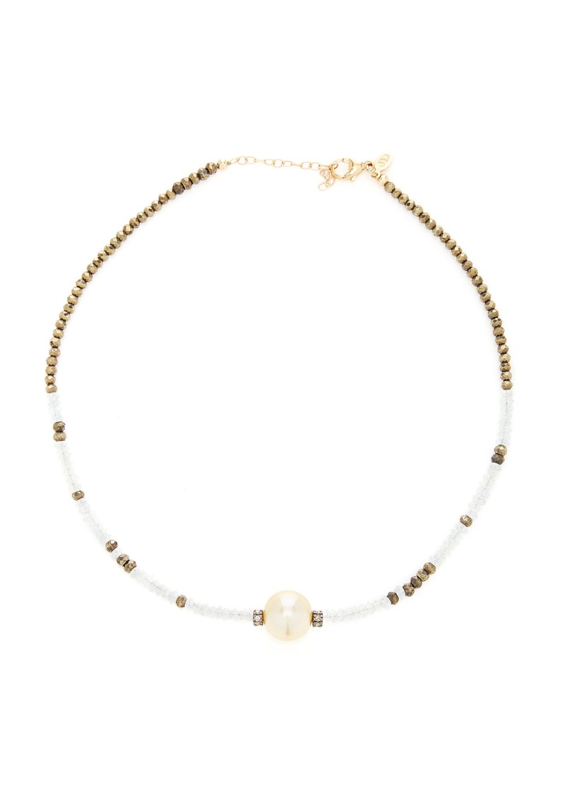 Joie DiGiovanni - 14K Gold; Aquamarine; Pyrite and Pearl Necklace - Multi - OS - Moda Operandi - Gifts For Her