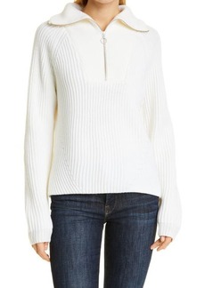 Joie Hinnes Front Zip Wool Pullover in Porcelain at Nordstrom