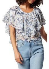 Joie Larisa Floral Ruffle Silk Blouse