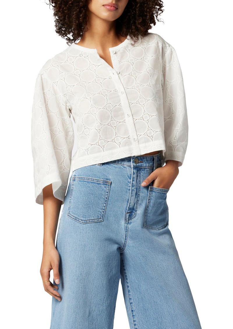 Joie Persephone Eyelet Embroidered Cotton Top in Porcelain at Nordstrom Rack