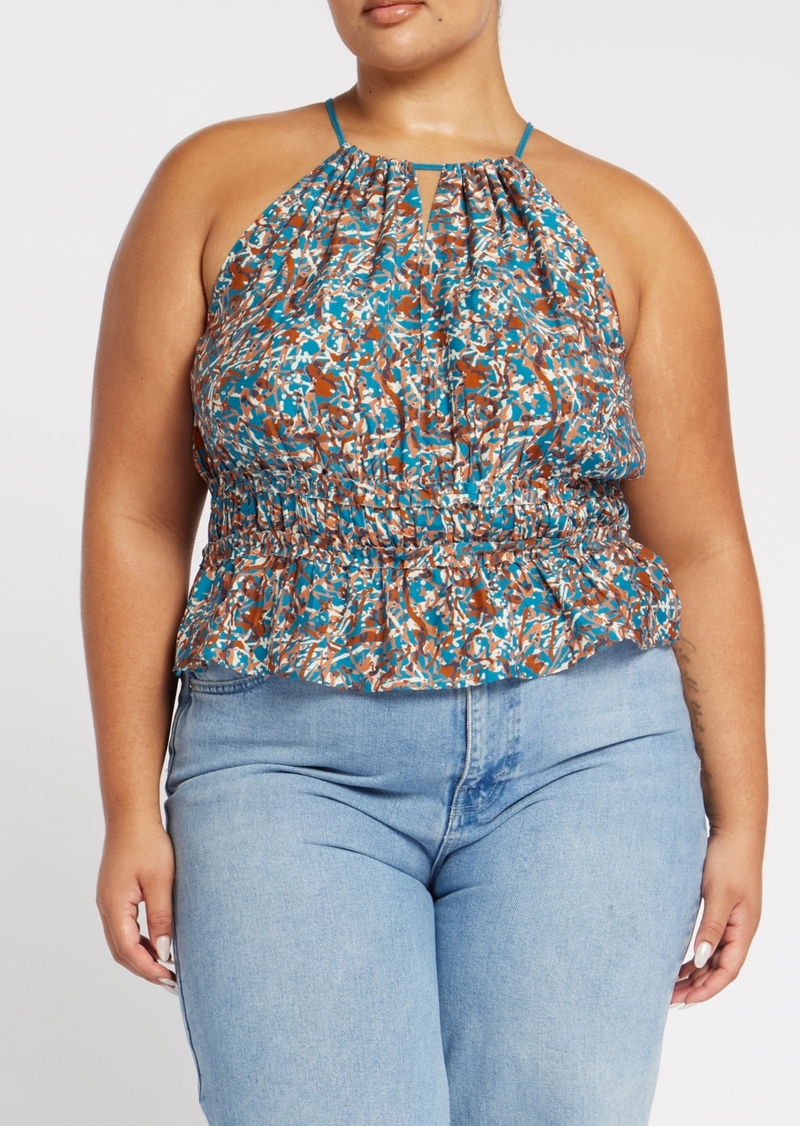 Joie Plus Size Printed Valarie Crop Top - Fjord blue multi