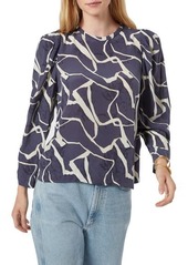 Joie Rene Print Puff Sleeve Silk Blouse in Graphite Multi at Nordstrom
