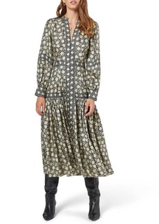 Joie Seesila Long Sleeve Silk Maxi Dress in Caviar Multi at Nordstrom