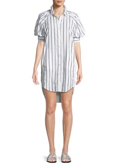 Joie Sephira Striped Puff-Sleeve Shirtdress
