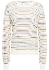 Joie Woman Ade Metallic Striped Linen-blend Sweater Off-white