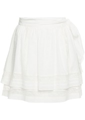 Joie Woman Amerie Tiered Belted Fil Coupé Cotton-voile Mini Skirt Off-white