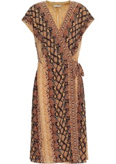 Joie Woman Bethwyn C Snake-print Crepe De Chine Wrap Dress Light Brown