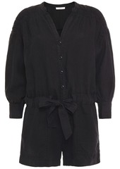 Joie Woman Bosworth Belted Gathered Linen Playsuit Black