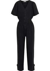 Joie Woman Bramwell Cropped Linen Jumpsuit Black