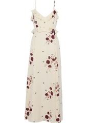 Joie Woman Cassiel Floral-print Swiss-dot Crepe De Chine Maxi Slip Dress Cream