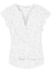 Joie Woman Crisbell Ruffled Printed Crepe De Chine Top White