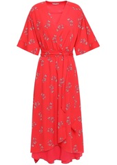 Joie Woman Daymon B Floral-print Crepe De Chine Midi Wrap Dress Tomato Red