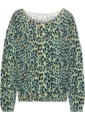 Joie Woman Eloisa Leopard-print Cotton And Cashmere-blend Sweater Sand