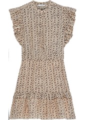 Joie - Krystina C ruffled printed cotton and silk-blend mini dress - Neutral - M