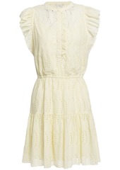 Joie Woman Krystina Ruffled Broderie Anglaise Cotton Mini Dress Cream