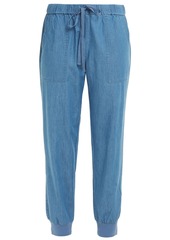 Joie Woman Mellina Cropped Cotton-chambray Tapered Pants Mid Denim