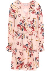 Joie Woman Nour Wrap-effect Floral-print Silk-crepe Mini Dress Blush
