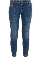 Joie Woman Park Cropped Faded Mid-rise Skinny Jeans Mid Denim