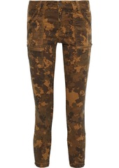 Joie Woman Park Cropped Printed Cotton-blend Twill Skinny Pants Brown