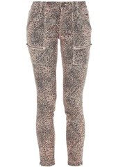 Joie - Park moto-style cropped leopard-print cotton-blend twill skinny pants - Pink - 23