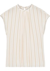 Joie Woman Tyanna Gathered Striped Voile Top Pastel Pink