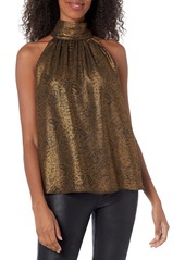 Joie Womens Women's Joie EROLA B Halter TOP Gold FOIL and Caviar Extra Small
