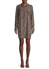 Joie Leopard-Print Half-Zip Shirtdress