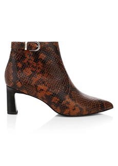 Joie Rawly Snakeskin-Embossed Leather Ankle Boots