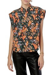 Joie Unna Floral Pleated Silk Blouse