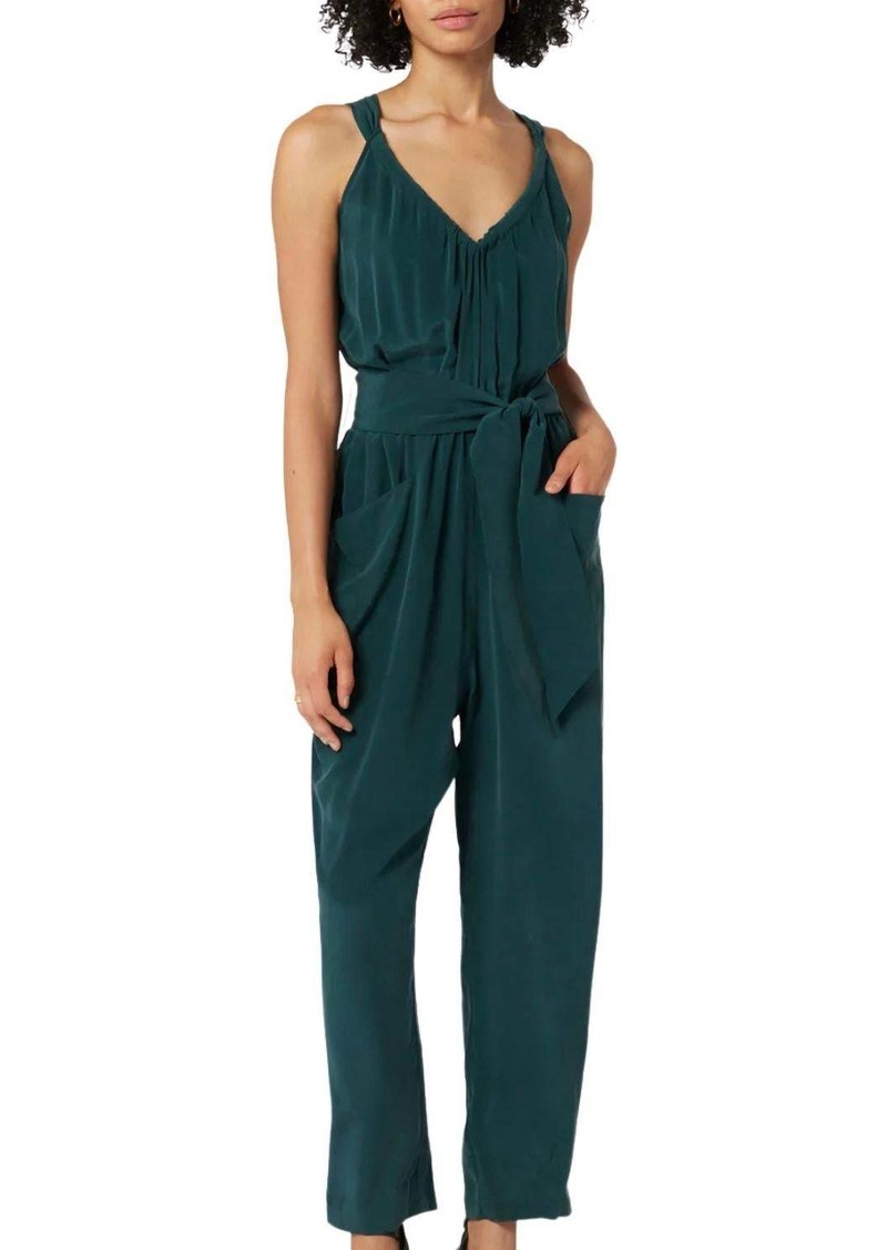 Joie Vernet Silk Jumpsuit In Ponderosa Pine Blue