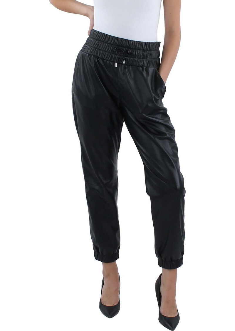 Joie Wadley Womens Faux Leather Drawstring Jogger Pants