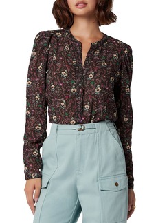 Joie Womens Floral Print Sheer Button-Down Top