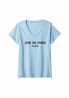 Womens Joie de Vivre Paris French Saying V-Neck T-Shirt