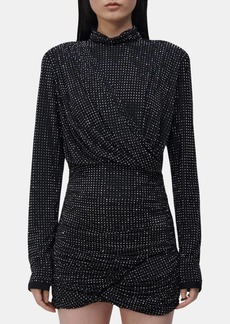 Jonathan Simkhai Abrah Mock Neck Long Sleeve Mini Dress In Black