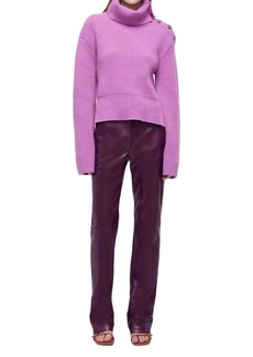 Jonathan Simkhai Adrienne Buttoned Turtleneck Top In Orchid