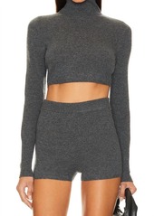 Jonathan Simkhai Brie Cropped Sweater In Charcoal Melange