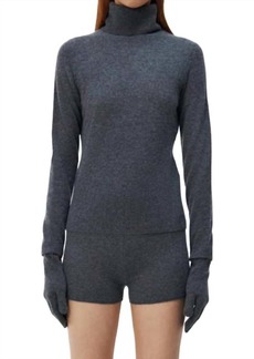 Jonathan Simkhai Dita Cashmere Turtleneck Sweater W/ Gloves In Charcoal Melange