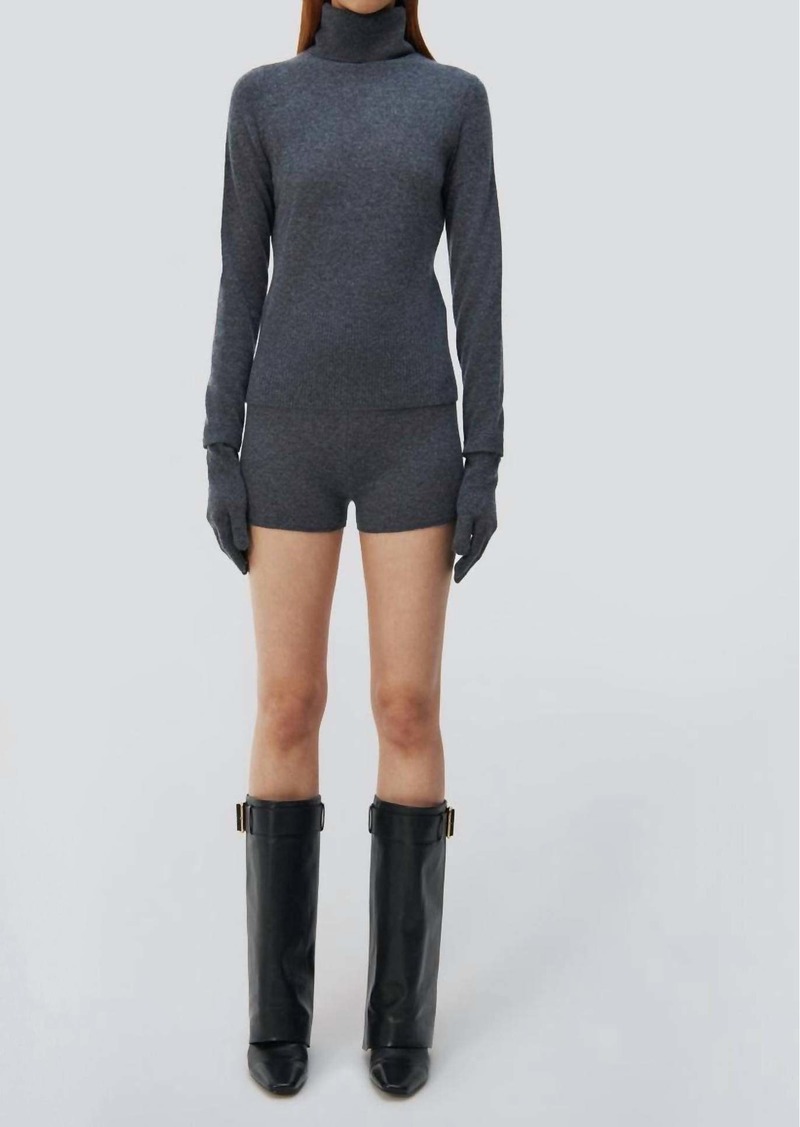 Jonathan Simkhai Dita Cashmere Turtleneck Sweater With Gloves In Charcoal