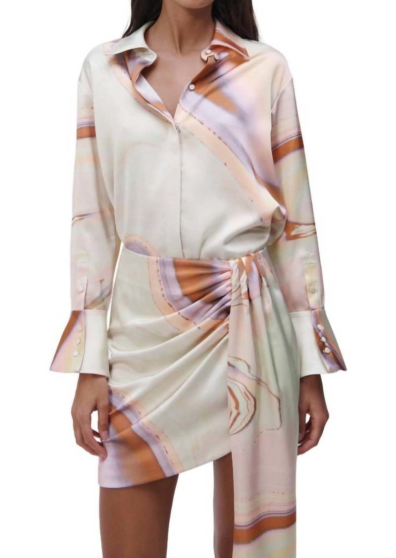 Jonathan Simkhai Elika Satin Top In Seafoam Marble Print