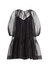 Jonathan Simkhai Everlee Organza Puff-Sleeve Mini Dress
