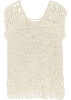 Jonathan Simkhai Fringe Crochet Sleeveless Top In White