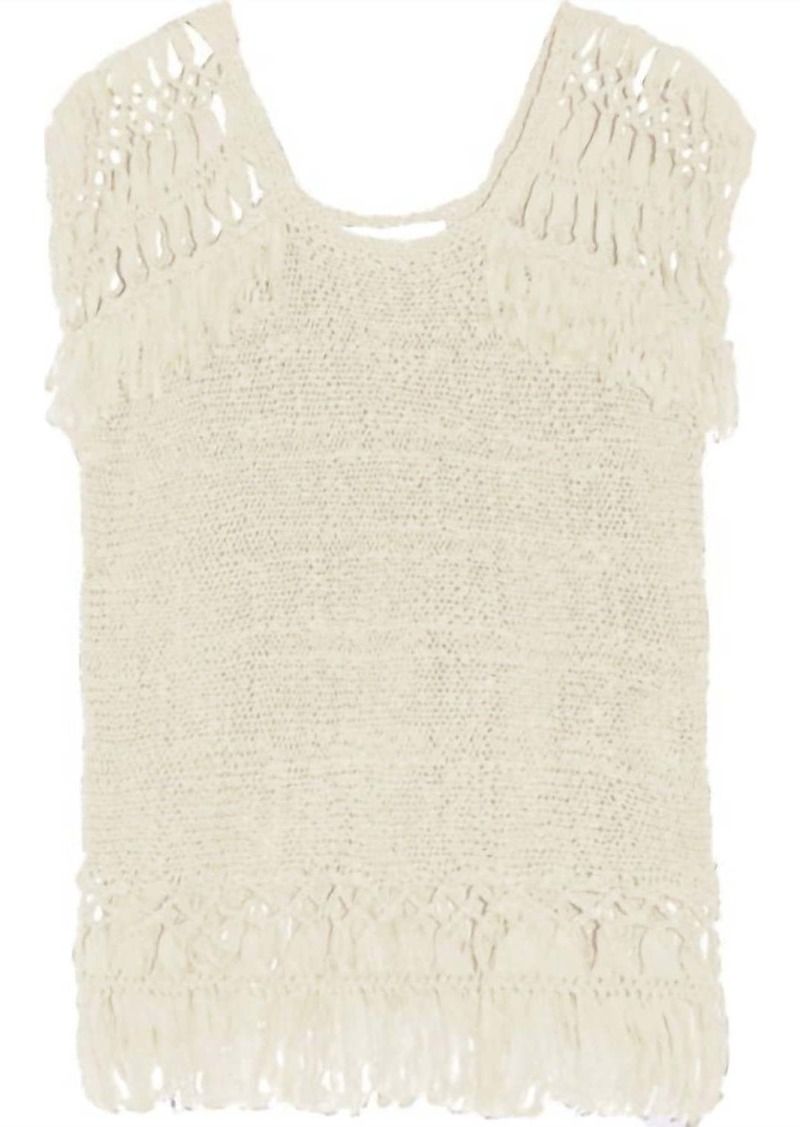 Jonathan Simkhai Fringe Crochet Sleeveless Top In White