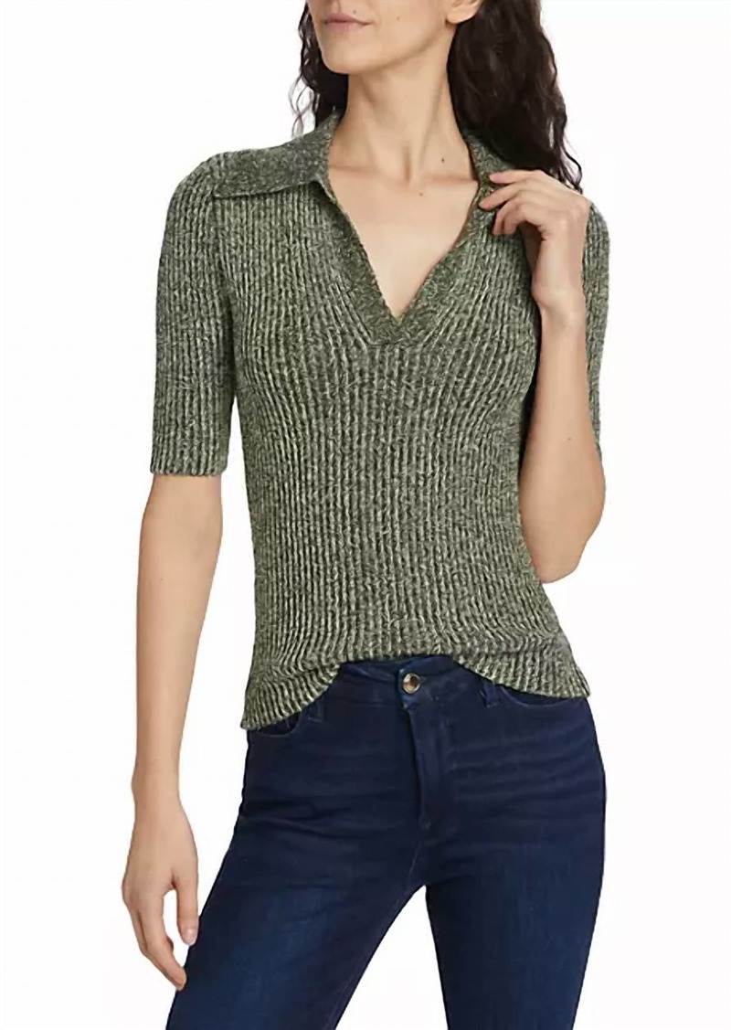 Jonathan Simkhai Gracey Marled Boucle Knit Polo Top In Griffith Luminary Marl