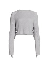 Jonathan Simkhai Hannah Drape Fringe Rib-Knit Wool-Blend Crop Sweater