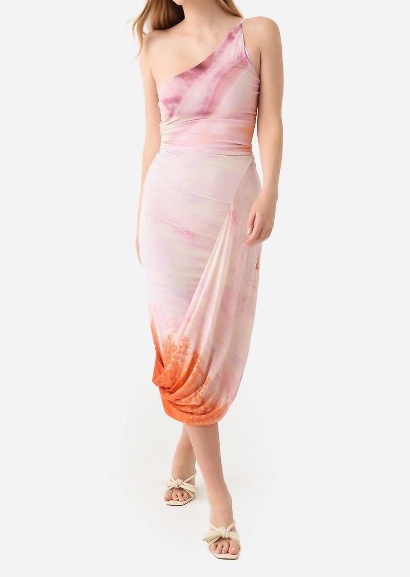 Jonathan Simkhai Havana Midi Dress In Coral Marble Print