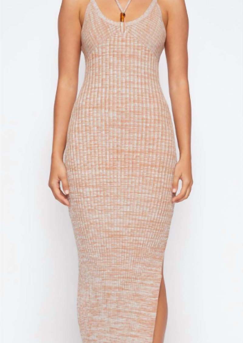 Jonathan Simkhai Hermione Ribbed Dress In Beige