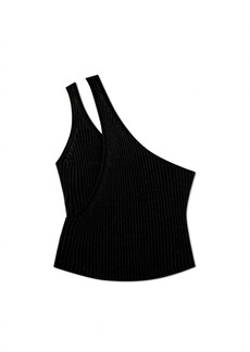 Jonathan Simkhai Jenni Ribbed One Shoulder Top In Black