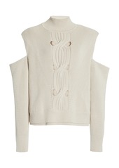 Jonathan Simkhai - Women's Porter Cutout Cotton-Wool Knit Sweater - Grey - Moda Operandi