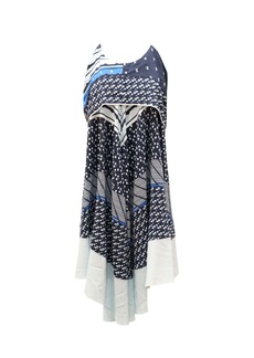 Jonathan Simkhai Asymmetric Printed Dress in Blue Silk